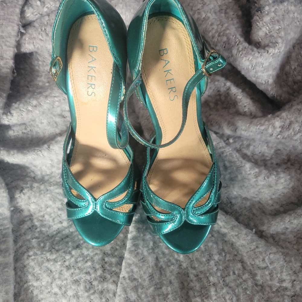 Bakers Teal Open-Toe Heels